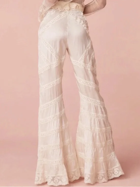 LoveShackFancy Neliana Pants NWT Antique White Size 4 - Picture 4 of 5